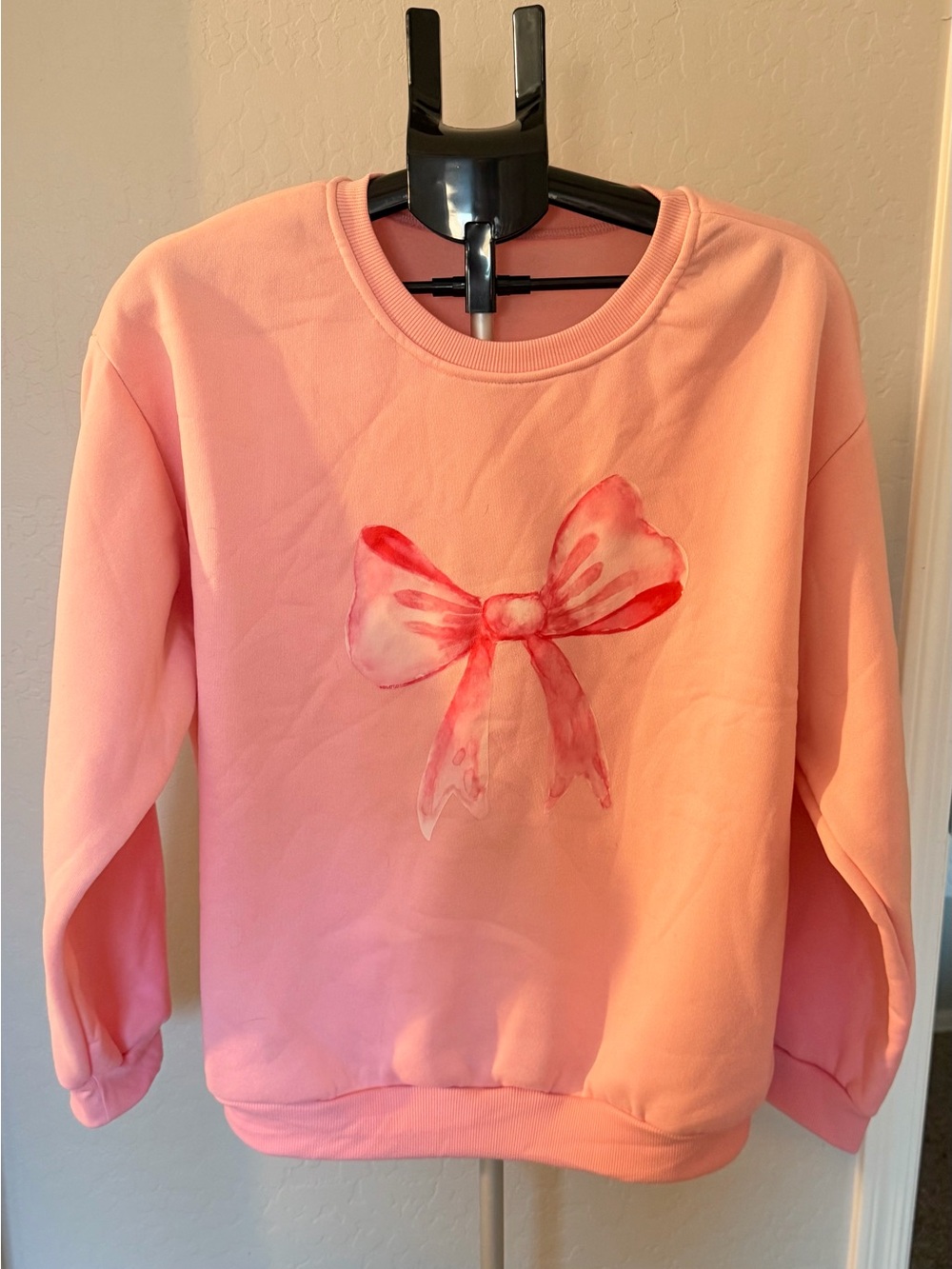 Pink Sweatshirt with Watercolor Bow